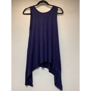 Rolla Coster Tank Top Womens Small‎ Navy Blue Excellent Handkerchief Hem Keyhole